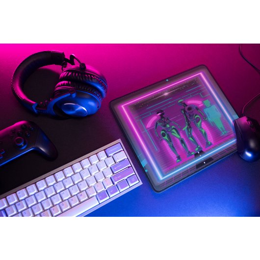 Synthwave Neon Robotic Graphic Muismat