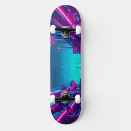 Synthwave Neon Stad Cyberpunk Industrieel Persoonlijk Skateboard