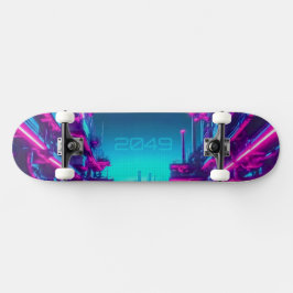 Synthwave Neon Stad Cyberpunk Industrieel Persoonlijk Skateboard