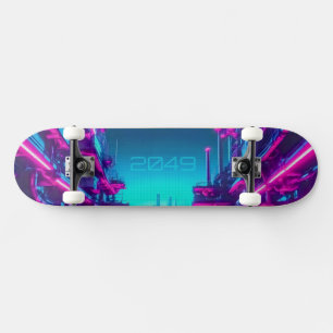 Synthwave Neon Stad Cyberpunk Industrieel Persoonlijk Skateboard