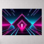 Synthwave Neon Tunnel Glowing Pyramid Abstract Poster (Voorkant)