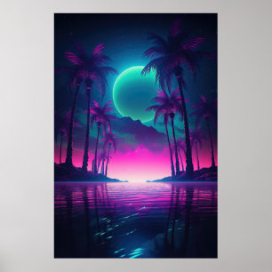 Synthwave Oasis: Een nachtelijke ontsnapping naar  Poster