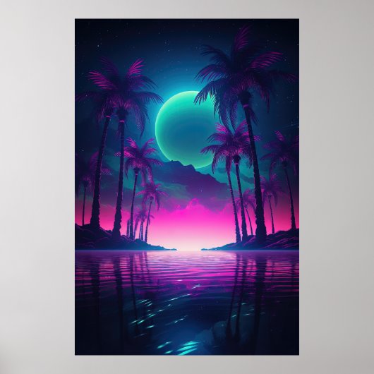 Synthwave Oasis: Een nachtelijke ontsnapping naar Poster (Voorkant)