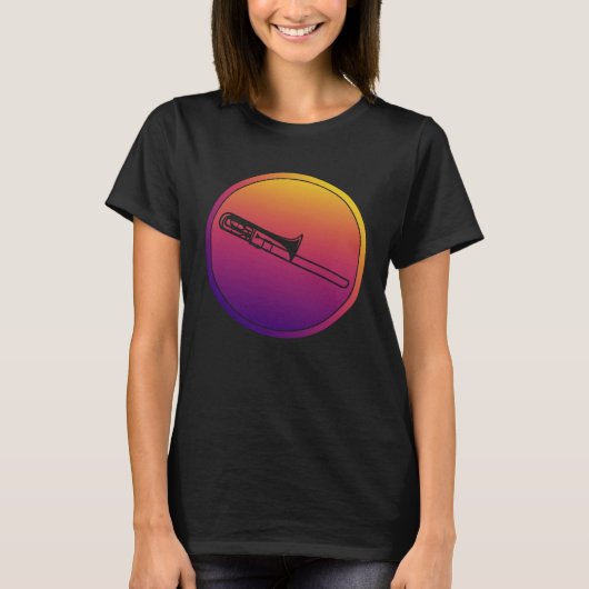 Synthwave Orchestra Instrument Retrowave Trombone  T-shirt (Voorkant)