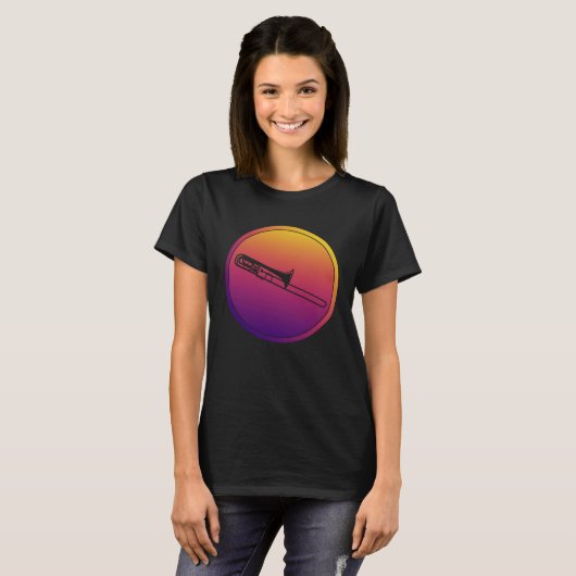 Synthwave Orchestra Instrument Retrowave Trombone T-shirt (Voorkant volledig)
