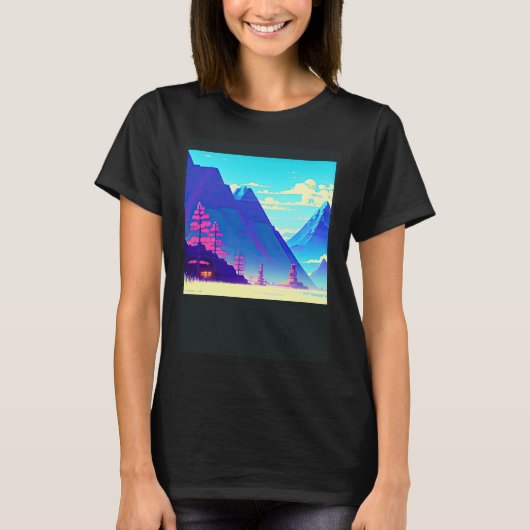 Synthwave outrun retrowave futuresynth Sci Fi 12 T-shirt (Voorkant)