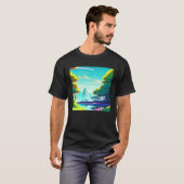 Synthwave outrun retrowave futuresynth Sci Fi 21 T-shirt (Voorkant volledig)