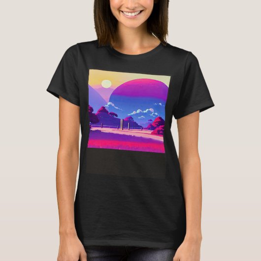 Synthwave outrun retrowave futuresynth Sci Fi 23 T-shirt (Voorkant)