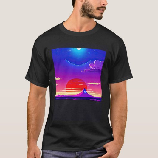 Synthwave outrun retrowave futuresynth Sci Fi 30 T-shirt (Voorkant)