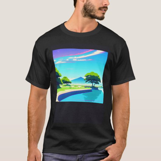 Synthwave outrun retrowave futuresynth Sci Fi 32 T-shirt (Voorkant)