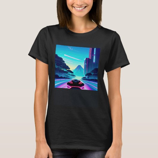 Synthwave outrun retrowave futuresynth Sci Fi 38 T-shirt (Voorkant)