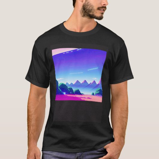 Synthwave outrun retrowave futuresynth Sci Fi 47 T-shirt (Voorkant)