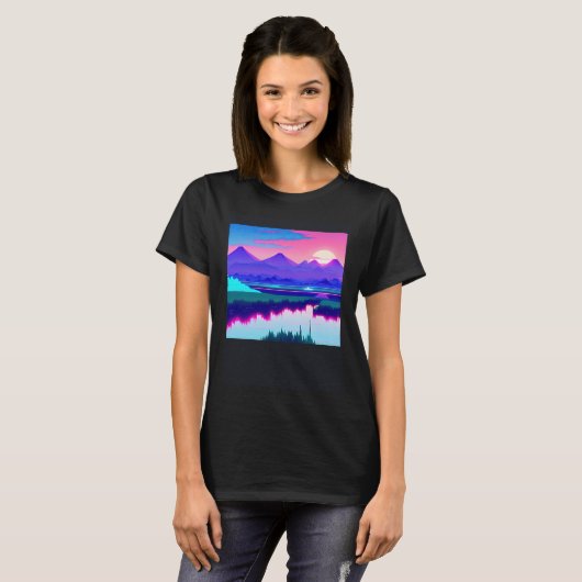 Synthwave outrun retrowave futuresynth sci fi  54 t-shirt (Voorkant volledig)