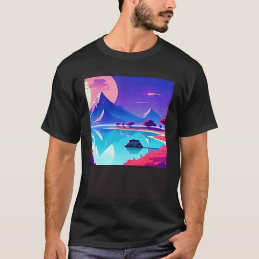 Synthwave outrun retrowave futuresynth Sci Fi 5 T-shirt (Voorkant)