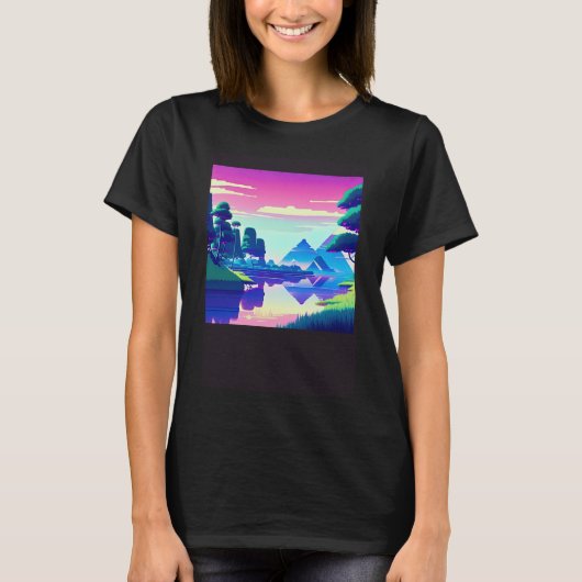 Synthwave outrun retrowave futuresynth Sci Fi 81 T-shirt (Voorkant)