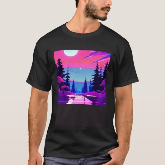 Synthwave outrun retrowave futuresynth Sci Fi 9 T-shirt (Voorkant)
