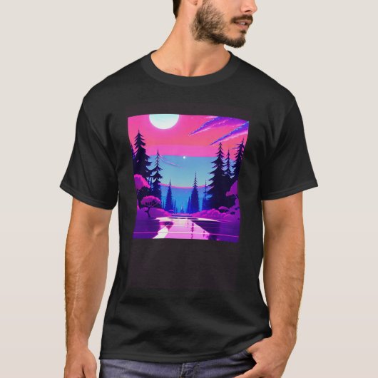 Synthwave outrun retrowave futuresynth Sci Fi 9 T-shirt (Voorkant)