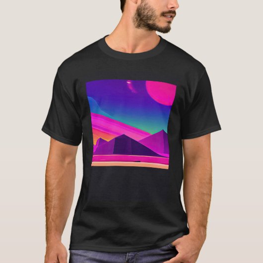 Synthwave outrun retrowave futuresynth sciencefict t-shirt (Voorkant)