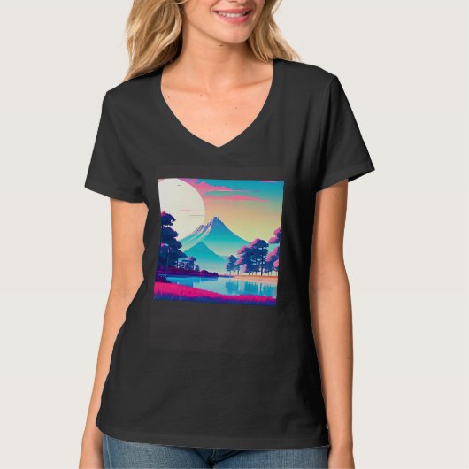 Synthwave outrun retrowave futuresynth sciencefict t-shirt (Voorkant)
