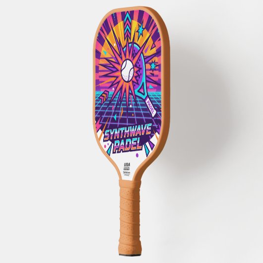 Synthwave Padel Retro Vector Illustratie Pickleball Paddle (Links)