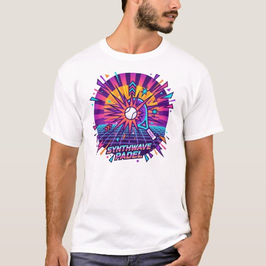 Synthwave Padel Retro Vector Illustratie T-shirt (Voorkant)