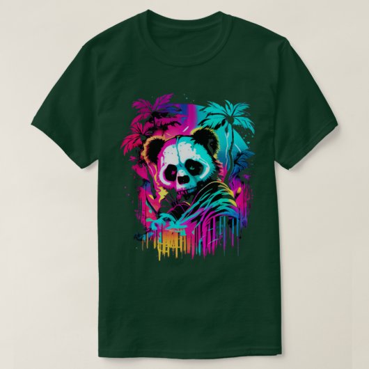Synthwave Panda Rare Panda Graphic Cyberpunk Art T-shirt (Design voorkant)