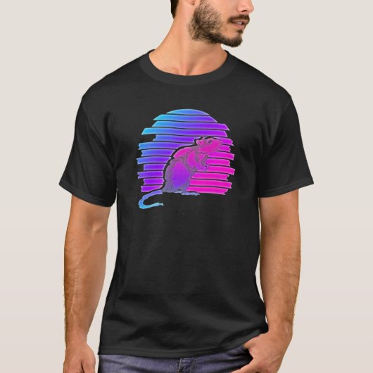 Synthwave Rat Pet Eigenaar 80s Vaporwave Rat T-shirt (Voorkant)