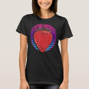 Synthwave Red Berry Fruit Retro Vaporwave Strawber T-shirt