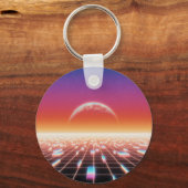 Synthwave Retro-Futuristisch Landschap Sleutelhanger (Voorkant)