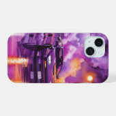 Synthwave Retro Toekomstige Hyper Car Telefoonhoes iPhone 15 Case (Achterkant horizontaal)