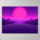 Synthwave Retrowave Landscape Cyberpunk Vibe 80s Poster (Voorkant)