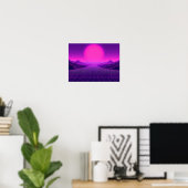 Synthwave Retrowave Landschap Cyberpunk Sfeer 80s Poster (Thuiskantoor)