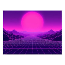 Synthwave Retrowave Landschap Cyberpunk Sfeer 80s
