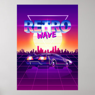 Synthwave-ruimte: Retrogolf Poster
