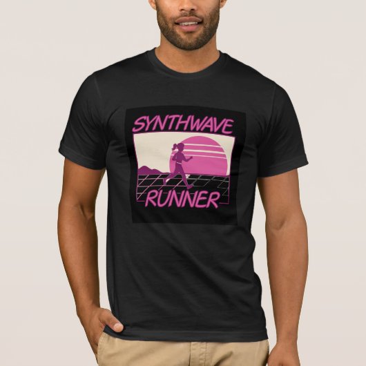 Synthwave Runner – Retro Future Neon T-shirt (Voorkant)