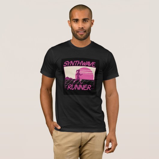Synthwave Runner – Retro Future Neon T-shirt (Voorkant volledig)