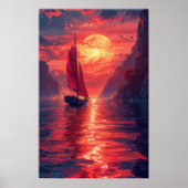 Synthwave Sailboat Poster (Voorkant)