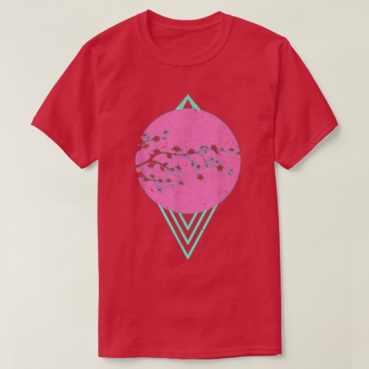 Synthwave Sakura Flower Japan 80's Vaporwave Cherr T-shirt (Design voorkant)