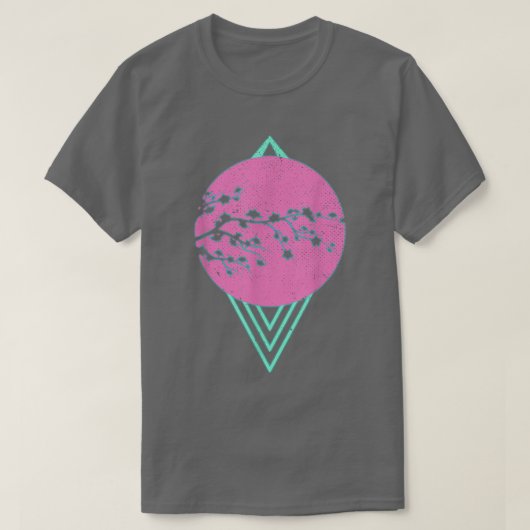 Synthwave Sakura Flower Japan 80's Vaporwave Cherr T-shirt (Design voorkant)