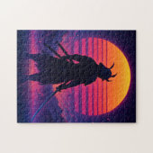 Synthwave Samurai – Retro Futuristic Neon Art Legpuzzel (Horizontaal)