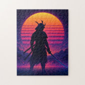 Synthwave Samurai – Retro Futuristic Neon Art Legpuzzel (Verticaal)