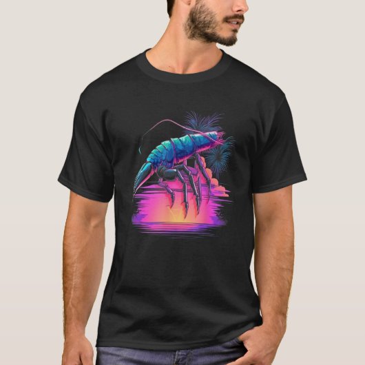 Synthwave Shrimp  Vaporwave Crawfish  Retro 90s Cr T-shirt (Voorkant)