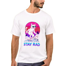 Synthwave Skateboardende Kat – Retro Neon “Blijf R