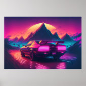 Synthwave Speedster: Synthematen zanden Poster (Voorkant)