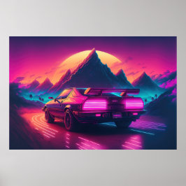 Synthwave Speedster: Synthematen zanden Poster