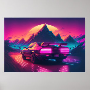 Synthwave Speedster: Synthematen zanden Poster