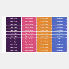 Synthwave Sunset Colors Waterproof Name Labels