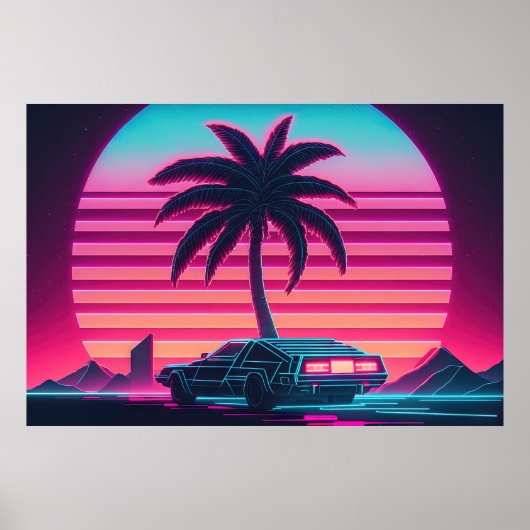 Synthwave Sunset Drive: Racen naar de toekomst Poster (Voorkant)