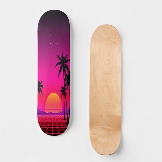 Synthwave Sunset: Edition 1 Persoonlijk Skateboard (Voorkant)