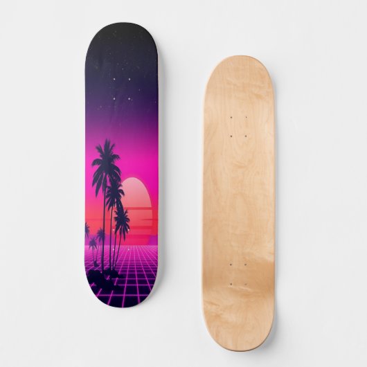 Synthwave Sunset: Edition 2 Persoonlijk Skateboard (Voorkant)